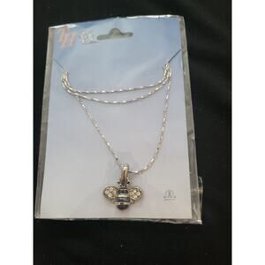 NIP Silvertone And BLACK ADORABLE HONEY BEE NECKLACE